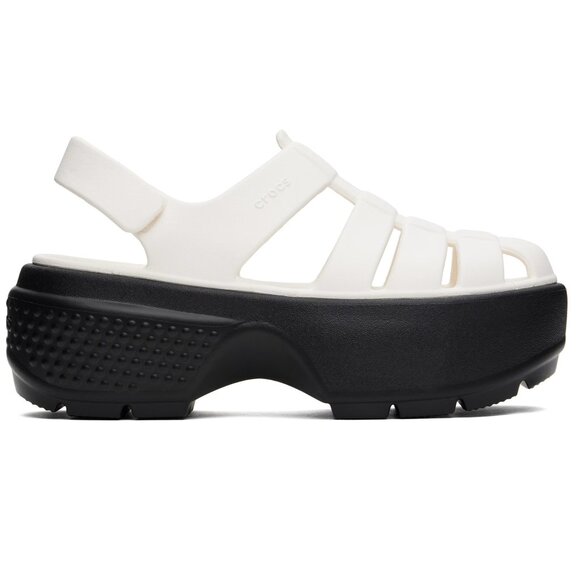 CROCS Stomp Fisherman Sandals NEW Women's 9 Off White Black Chalk Platform - Picture 4 of 5